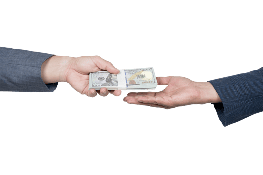 Businessman giving money dollar.Hand receiving money dollar from businessman hand. png