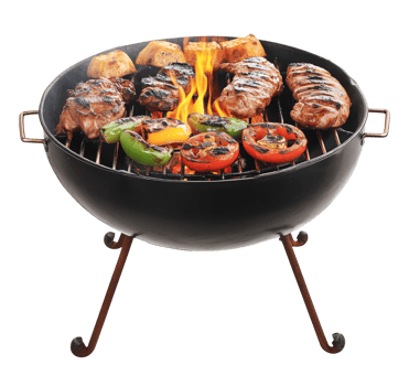 Grill with meat and vegetables isolated transparent background png