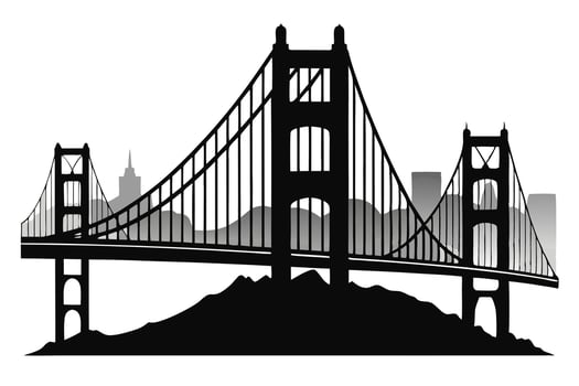 Golden Gate Bridge Silhouette Illustration vector
