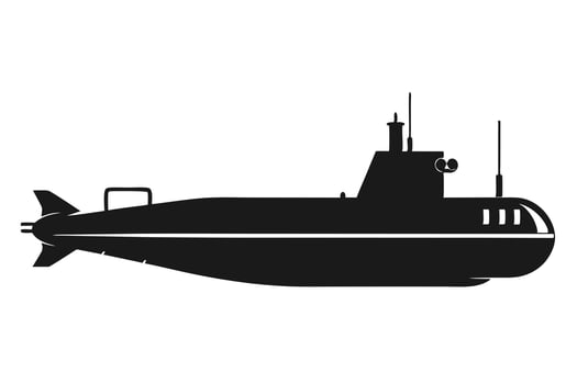 Submarine Vessel Silhouette Black Illustration vector
