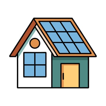 Solar panel house illustration for sustainable living vector