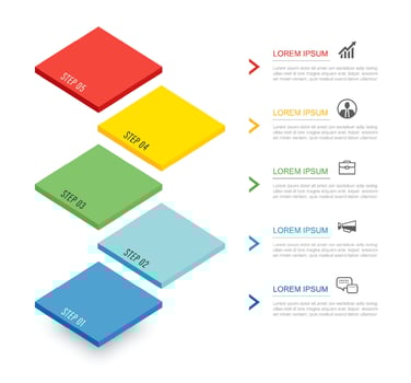infographics 5 data step to success template. Illustration abstract background. vector