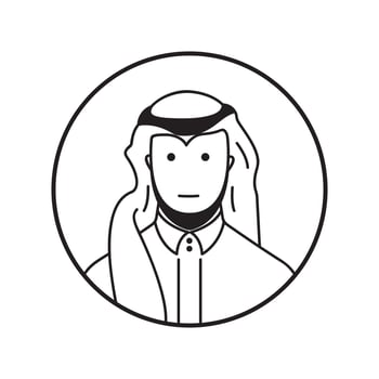 outline icon of an Arab man avatar in traditional attire vector