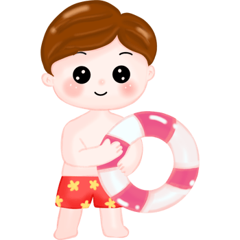 A boy in a swimsuit holding a lifebuoy png