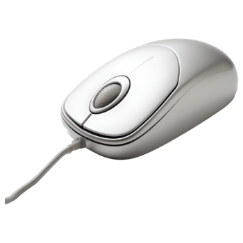 Sleek computer mouse with shiny surface and cable isolated on transparency background png