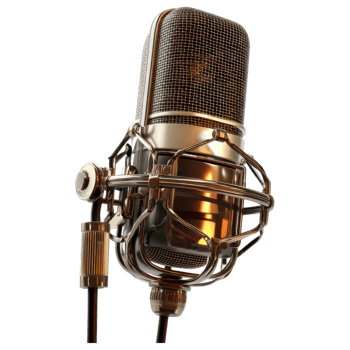 High quality microphone with vintage design and gold accents isolated on transparency background png