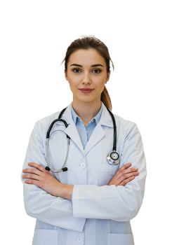 Confident Medical Professional with Stethoscope with folding arms png