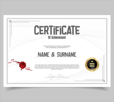 Minimalist certificate or diploma of achievement border template design award vector