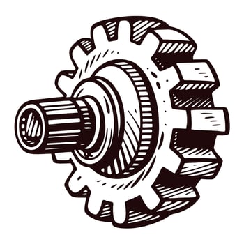 Detailed of a mechanical gear with intricate design and engineering precision vector