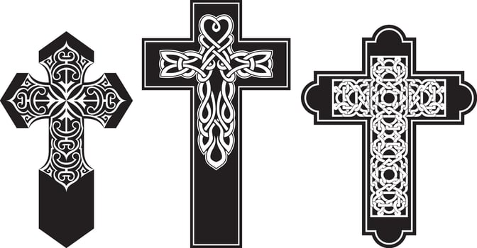 Celtic Style Cross, Varied Design Pattern vector