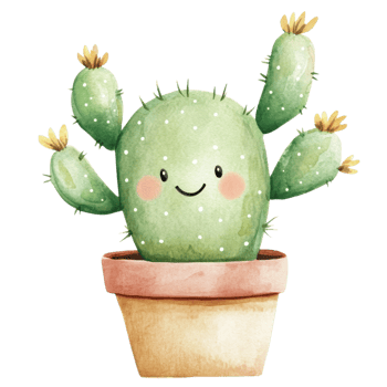 A cute cactus in a pot on transparent Background png