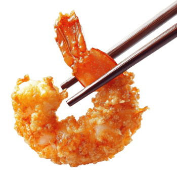 Tempura shrimp with sticks on transparent Background png