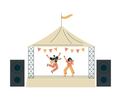 Musician on Stage at Summer Open-air Musical Festival Illustration vector