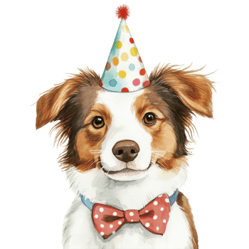 Dog with party hat art on transparent Background png