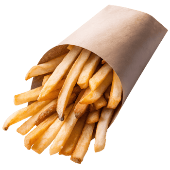 French fries in a paper bag png
