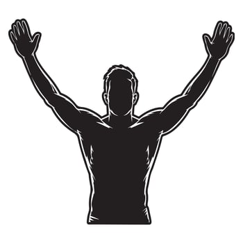 Triumphant Man Silhouette Icon Isolated vector