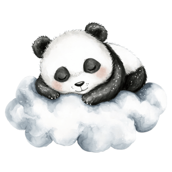 Panda sleeping on cloud on transparent Background png