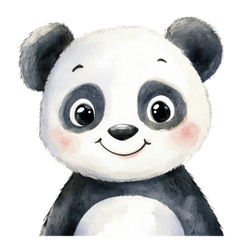 A watercolor panda bear on transparent Background png