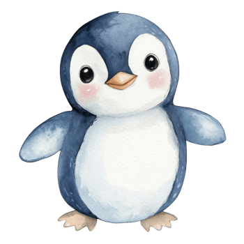 Cartoon penguin smiling on transparent Background png