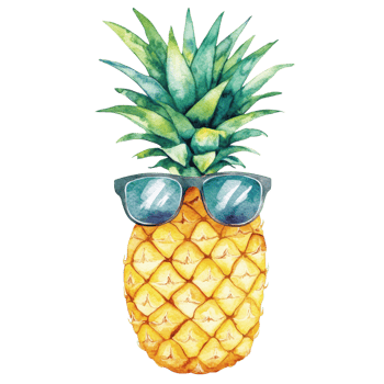 Pineapple with sunglasses on transparent Background png