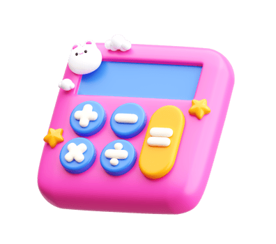 3D Cute Calculator Icon for Kids Math and Early Learning png