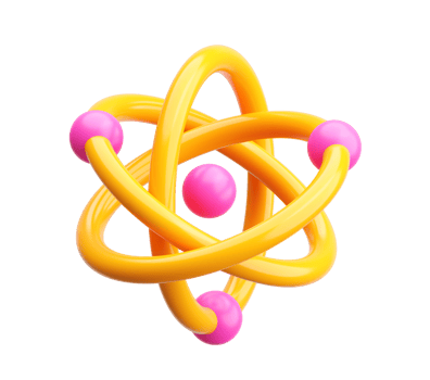 3D Colorful Atom Model Icon for Science and Learning png
