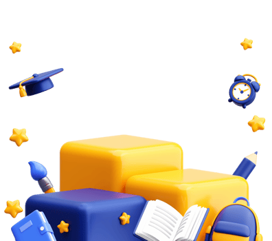 3D Dark Education Podium Scene with School Supplies and Books png
