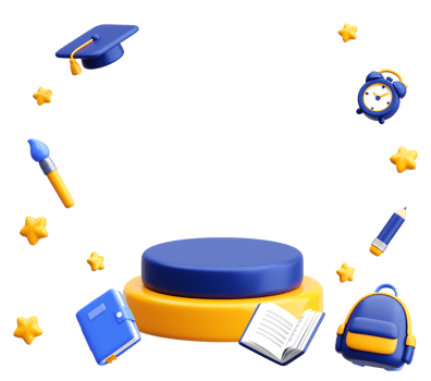 3D Education Background Scene with Books, Backpack and Graduation Cap png