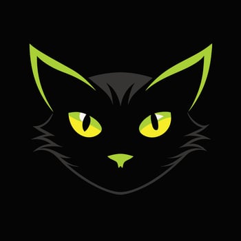 Black Cat Green Eyes Simple Design vector