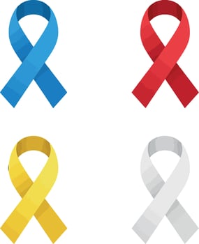 Awareness Ribbons in Blue Red Yellow and White Illustration for Cause Support and Charity vector