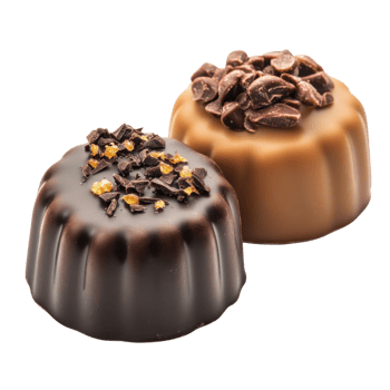 Two gourmet chocolates on transparent Background png