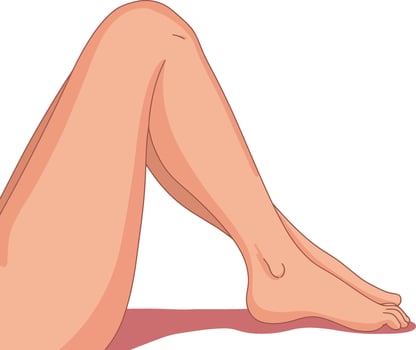 Human female legs bent with feet resting on ground illustration skin tone natural pose vector