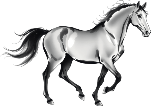 majestic horse with shiny coat gracefully trots across transparent background, showcasing its elegance and beauty in motion. This stunning creature embodies strength and grace. png