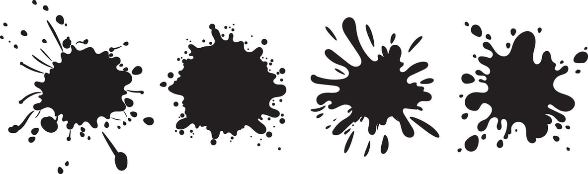 Collection of black splash water illustrations vector