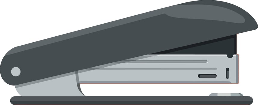 Office stapler tool for paper fastening in grey and black design illustration vector