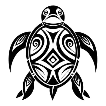 Tribal Turtle Black And White Tattoo vector