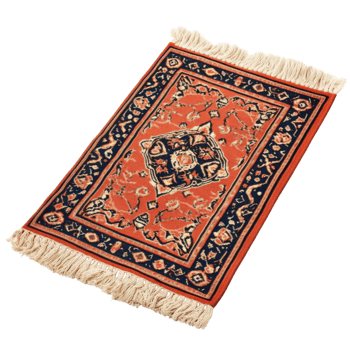 Ornate oriental rug view on transparent Background png