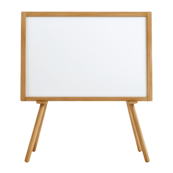 Whiteboard on wood stand on transparent Background png