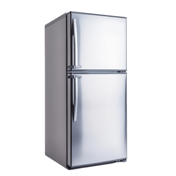Isolated silver fridge on transparent Background png