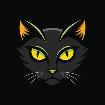 Stylized Black Cat Head Illustration vector