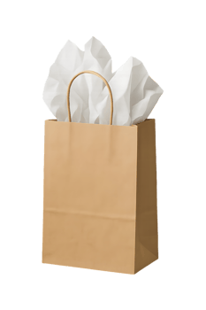 Gift bag with tissue paper transparent background shopping studio high-quality image creative concept png
