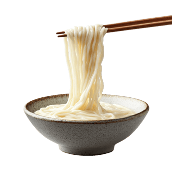 Udon noodles with broth on transparent Background png