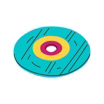 CD-ROM. CD, DVD disc. Flat isolated color doodle illustration. Retro illustration of a single object for music and movies. The mirror surface is in blue. Czech Republic vector