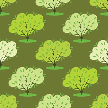 Nature background with bushes and trees vector