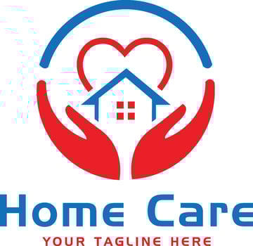 Home Care Logo Hands Protecting House with Heart Symbol Logo vector
