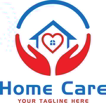 Home Care Logo Hands Protecting House with Heart Symbol vector