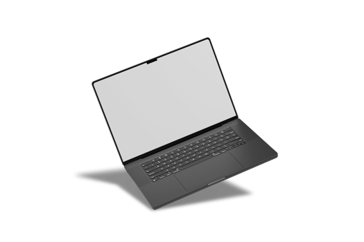 A black laptop with a white screen on it png