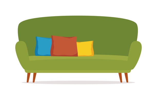Couch or sofa with pillows. Furniture for house interior, living room, classic or modern and vintage cozy couch vector