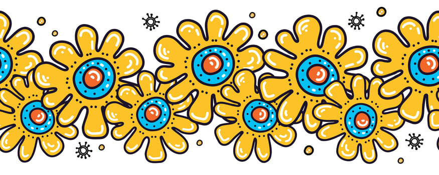 Beautiful, bright floral seamless border. vector