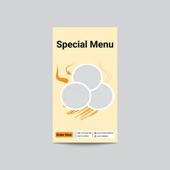 Stylish Special Menu Template Design With Image Placeholder And Order Details vector